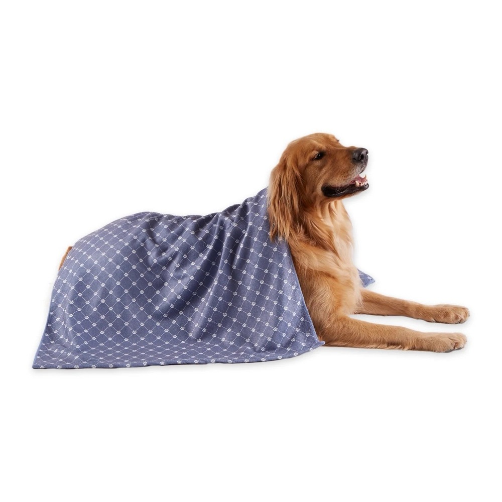 Bone Dry Stonewash Blue Printed Trellis Paw Pet Towel